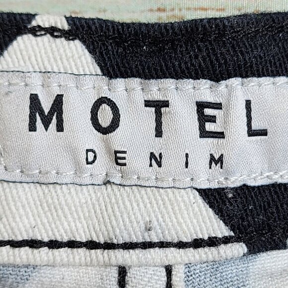 Motel Rocks Denim XS Checkerboard Pants Womens Cotton & Spandex - Picture 4 of 12